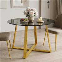 110cm Round Smoked Glass Dining Table 2-4 Seater