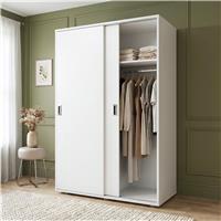 Torvek 2 Door Sliding Wardrobe with Shelves and Hanging Rail - White