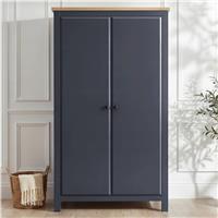 Haven 2 Door Double Wardrobe with Shelves and Hanging Rail - Blue