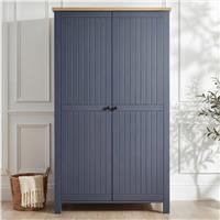 Linra 2 Door Double Wardrobe with Shelves and Hanging Rail - Blue