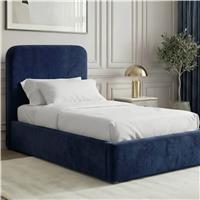 Pluva Velvet Ottoman Storage Bed Frame - Single (3ft) / Blue