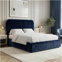 Pluva Velvet Ottoman Storage Bed Frame - King (5ft) / Blue
