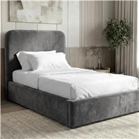 Pluva Velvet Ottoman Storage Bed Frame - Single (3ft) / Grey