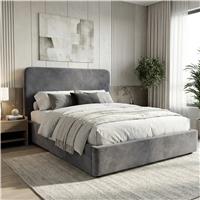 Pluva Velvet Ottoman Storage Bed Frame - Small Double (4ft) / Grey