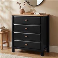 Haven Painted Chest of Drawers 4 Drawer - Oak Top - Black