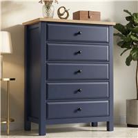Haven Tall 5 Chest of Drawers - Painted Bedroom Drawers - Blue