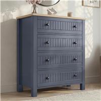 Linra Painted 4 Chest of Drawers - Bedroom Drawers - Blue
