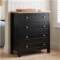 Linra Painted 4 Chest of Drawers - Bedroom Drawers - Black
