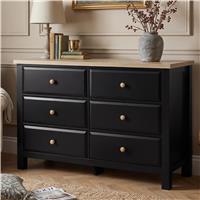 Haven Painted Large 6 Chest of Drawers - Bedroom Dresser - Black