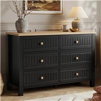 Linra Painted Large 6 Chest of Drawers - Bedroom Dresser - Black