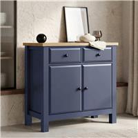 Haven Sideboard Cabinet with Oak Top and Storage - Blue