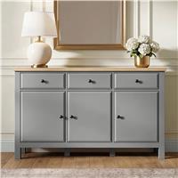 Haven Sideboard Cabinet with Drawers and Oak Veneer Top - Grey