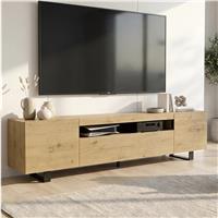 Kystra 180cm High Gloss TV Unit with Storage - Oak Effect