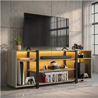 LED TV Stand with Storage for TVs up to 60 Media Unit, 140cm - Wooden Grey