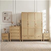 Wovena Rattan 4 Piece Bedroom Set- Pine Legs - Oak Effect