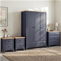 Haven Painted 4 Piece Bedroom Furniture Set - Oak Top - Blue