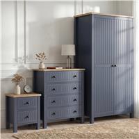 Linra Painted 3 Piece Bedroom Set - Oak Top - Blue
