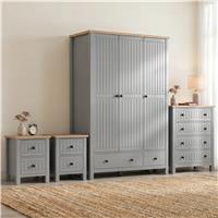 Linra Painted 4 Piece Bedroom Set - Oak Top - Grey
