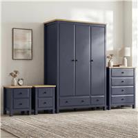 Haven Painted 4 Piece Bedroom Set - Oak Top - Blue