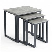 Stackora Nest of Tables Set of 3 Metal Frame - Concrete