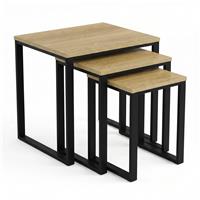 Stackora Nest of Tables Set of 3 Metal Frame - Oak