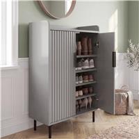 Fluted Painted 5 Tier Shoe Storage Cabinet Hallway - Grey
