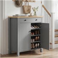 Linra 4 Tier Painted Shoe Storage Cabinet With Drawer - Grey
