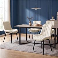 Vertical Lining Fabric Dining Chairs Set of 4 & Set of 2 - Set of 4 / Beige