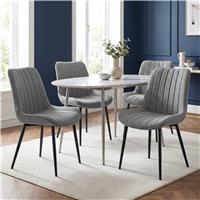 Vertical Lining Fabric Dining Chairs Set of 4 & Set of 2 - Set of 4 / Grey
