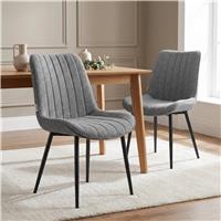 Vertical Lining Fabric Dining Chairs Set of 4 & Set of 2 - Set of 2 / Grey