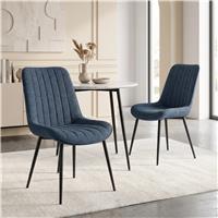Vertical Lining Fabric Dining Chairs Set of 4 & Set of 2 - Set of 2 / Blue