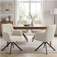 Swivel Boucle Dining Chairs Set of 4 and Set of 2 - Set of 4 / Beige