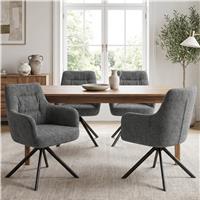 Swivel Boucle Dining Chairs Set of 4 and Set of 2 - Set of 4 / Dark Grey