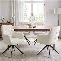 Swivel Boucle Dining Chairs Set of 4 and Set of 2 - Set of 4 / Cream