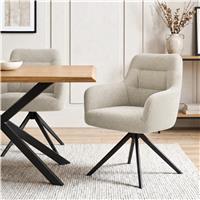 Swivel Boucle Dining Chairs Set of 4 and Set of 2 - Set of 2 / Beige