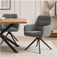 Swivel Boucle Dining Chairs Set of 4 and Set of 2 - Set of 2 / Dark Grey