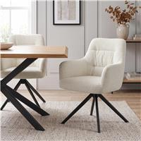 Swivel Boucle Dining Chairs Set of 4 and Set of 2 - Set of 2 / Cream