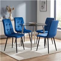 Velvet Dining Chairs Set of 4 - Blue