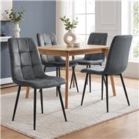 Velvet Dining Chairs Set of 4 - Dark Grey