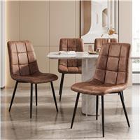 Suede Dining Chairs Set of 4 - Brown