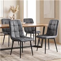Suede Dining Chairs Set of 4 - Grey