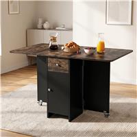 Space Saving Drop Leaf Dining Table with Storage - Rustic