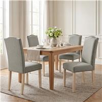 Nailhead High Back Dining Chairs Wooden Legs