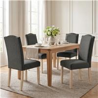 Nailhead High Back Dining Chairs Wooden Legs