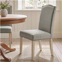 Nailhead High Back Dining Chairs Wooden Legs