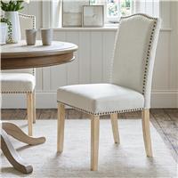 Nailhead High Back Dining Chairs Wooden Legs