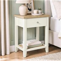 Shaker bedside table with drawer and open shelf - White