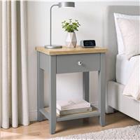 Shaker bedside table with drawer and open shelf - Grey