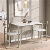 Breakfast 2 Seater Dining Table and Chairs - White Marble