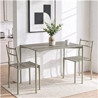 Breakfast 2 Seater Dining Table and Chairs - Wooden Grey